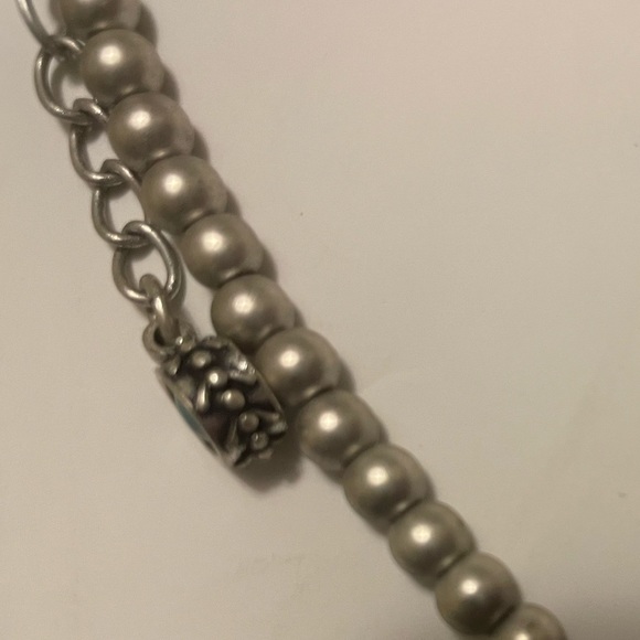 Chico’s necklace, faux turquoise&silver costume beaded w/beautiful tassel 13-15” - Picture 6 of 10